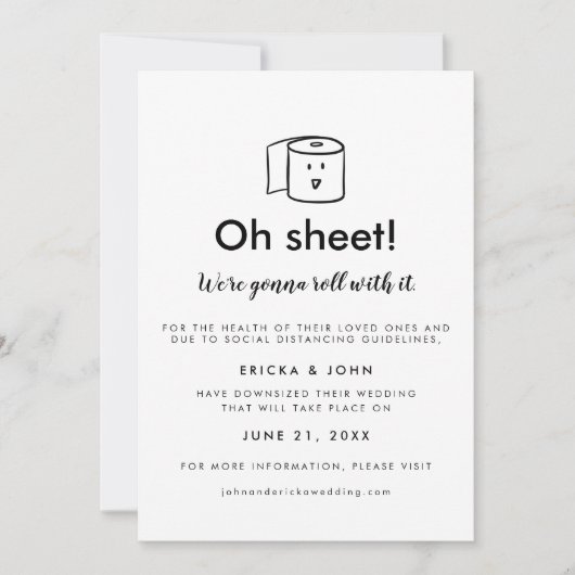 Schattige en grappige verkleinde trouwfoto aankondiging (Voorkant)