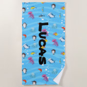 schattige en grappige visoceaan blauw Aangepast Ki Strandlaken (Voorkant)
