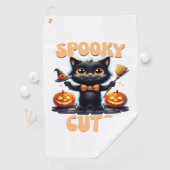 Schattige en griezelig zwart cat Classic T-Shirt Golfhanddoek (Insitu)