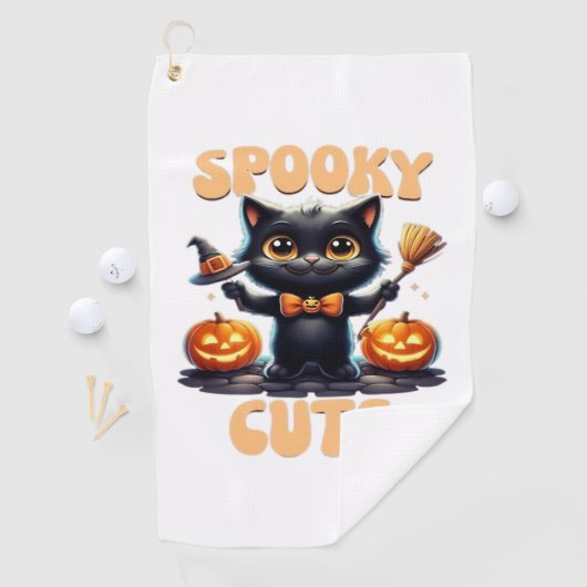 Schattige en griezelig zwart cat Classic T-Shirt Golfhanddoek (Insitu)