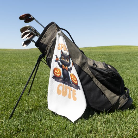 Schattige en griezelig zwart cat Classic T-Shirt Golfhanddoek (Groen)