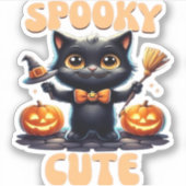 Schattige en griezelig zwart cat Classic T-Shirt Sticker (Voorkant)