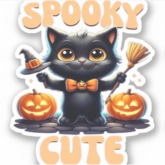 Schattige en griezelig zwart cat Classic T-Shirt Sticker (Voorkant)