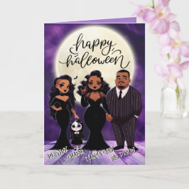Schattige en griezelige etnische familie Halloween Kaart