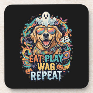 Schattige en griezelige Golden Retriever Halloween Bier Onderzetter