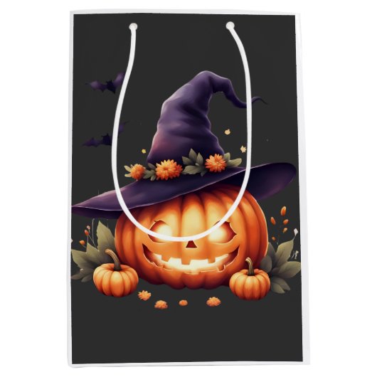 Schattige en griezelige Halloween – Pompoen Medium Cadeauzakje (Voorkant)