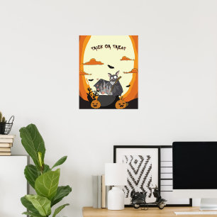 Schattige en griezelige Halloween Vleermuis Feest Poster