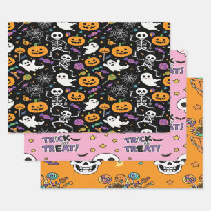 Schattige en griezelige skeletten voor Halloween Inpakpapier Vel