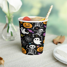 Schattige en griezelige skeletten voor Halloween Papieren Bekers