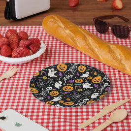 Schattige en griezelige skeletten voor Halloween Papieren Bordje