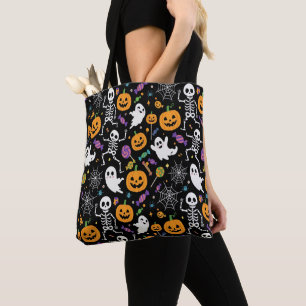 Schattige en griezelige skeletten voor Halloween Tote Bag