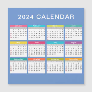 Schattige en kleurrijk 2024 Kalender Magneet