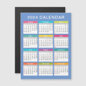 Schattige en kleurrijk 2024 Kalender | Magnetische (Voorkant / Achterkant)