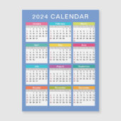 Schattige en kleurrijk 2024 Kalender | Magnetische (Voorkant)