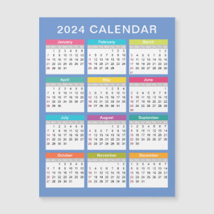 Schattige en kleurrijk 2024 Kalender Magnetische