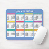 Schattige en kleurrijk 2024 Kalender | Mousepad Muismat (Met muis)