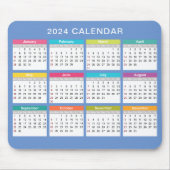 Schattige en kleurrijk 2024 Kalender | Mousepad Muismat (Voorkant)
