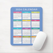 Schattige en kleurrijk 2024 Kalender | Mousepad Muismat (Met muis)