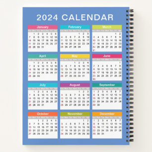 Schattige en kleurrijk 2024 Kalender   NOTITIEBOEK