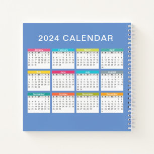Schattige en kleurrijk 2024 Kalender   NOTITIEBOEK