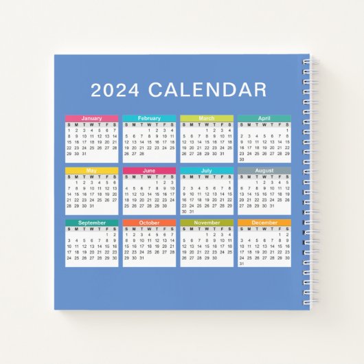 Schattige en kleurrijk 2024 Kalender | NOTITIEBOEK (Achterkant)