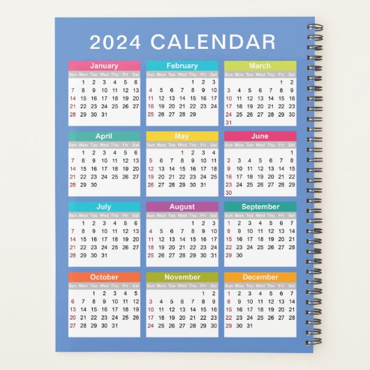 Schattige en kleurrijk 2024 Kalender | Planner (Achterkant)