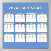 Schattige en kleurrijk 2024 Kalender | POSTER (Voorkant)