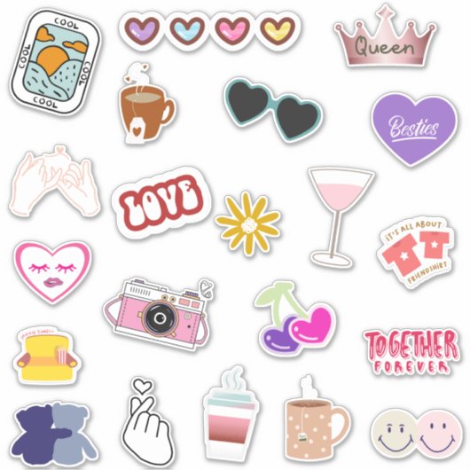 Schattige en Kleurrijk Beste Vriend Sticker Pack (Voorkant)