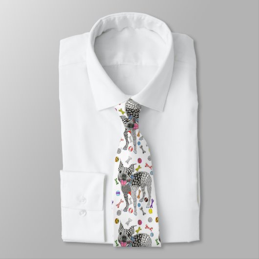 Schattige en kleurrijk Boston Terrier Stropdas (Gebonden)