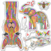 Schattige en Kleurrijk Dierenassortiment Vinyl Sti Sticker (Voorkant)