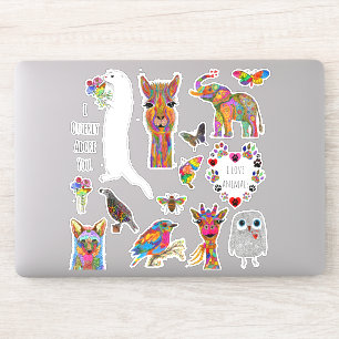 Schattige en Kleurrijk Dierenassortiment Vinyl Sti Sticker