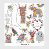 Schattige en Kleurrijk Dierenassortiment Vinyl Sti Sticker (Vel)