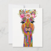 Schattige en kleurrijk Floral Llama Wenskaart Kaart (Voorkant)