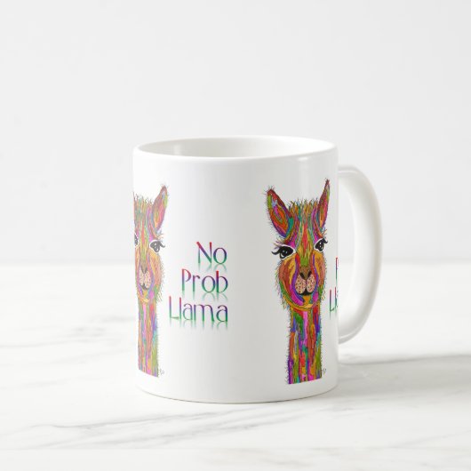 Schattige en kleurrijk Geen Prob Llama Mok (Voorkant rechts)