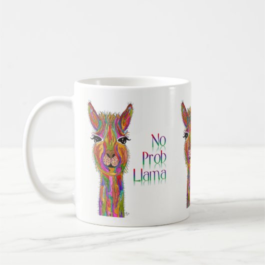 Schattige en kleurrijk Geen Prob Llama Mok (Links)