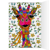 Schattige en Kleurrijk Giraffe Wenskaart (Binnen (Links))