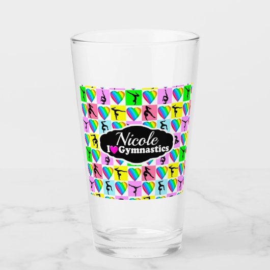 SCHATTIGE EN KLEURRIJK GYMNAST MEISJE ONTWERP GLAS (Voorkant)