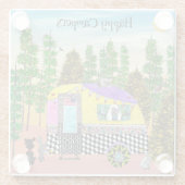 Schattige en kleurrijk Happy Camper Glass Onderzet Glazen Onderzetter (Achterkant)