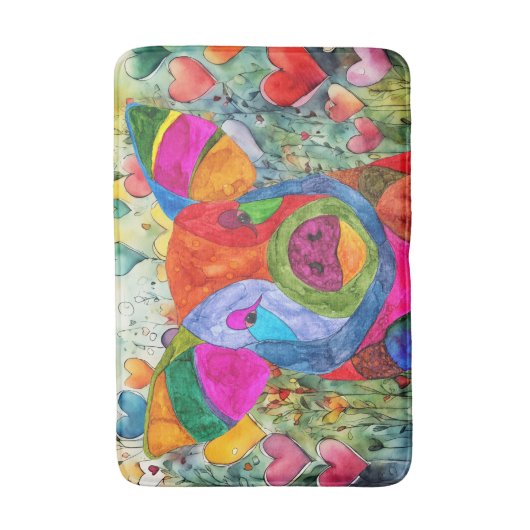 Schattige en kleurrijk Happy Pig met Hearts Bath M Badmat (Voorkant Verticaal)