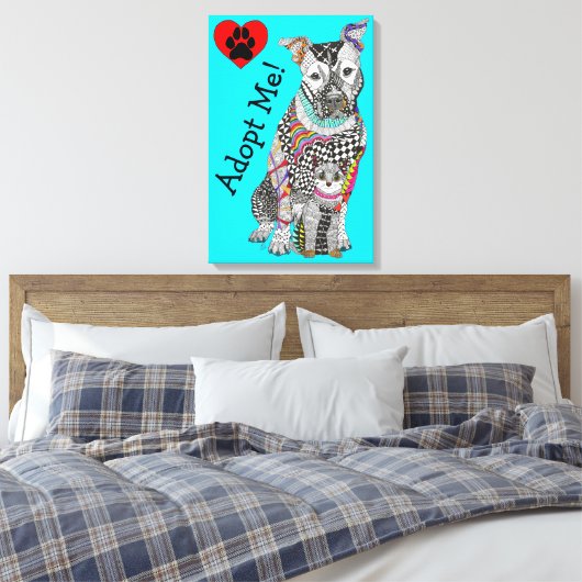 Schattige en Kleurrijk Hond en Kattencanvas 16"x"2 Canvas Afdruk (Insitu (Slaapkamer))