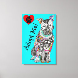 Schattige en Kleurrijk Hond en Kattencanvas 16"x"2 Canvas Afdruk