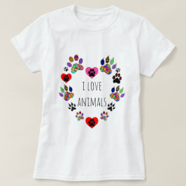 Schattige en kleurrijk I Love Animals T-shirt