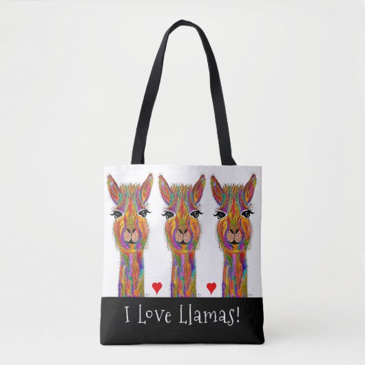 Schattige en kleurrijk I Love Llamas Canvas tas (Voorkant)
