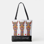 Schattige en kleurrijk I Love Llamas Canvas tas (Achterkant)