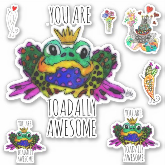 Schattige en Kleurrijk Je bent Toadally Geweldige Sticker (Voorkant)