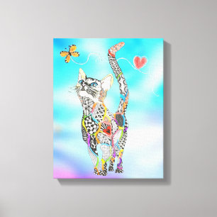 Schattige en Kleurrijk Kattencanvas - 11X14" Canvas Afdruk