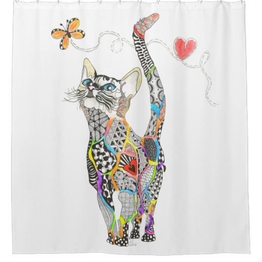 Schattige en kleurrijk kattendouchegordijn douchegordijn (Voorkant)