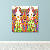 Schattige en Kleurrijk Llama Canvas - 20 "x 20" (Insitu (Houten vloer))