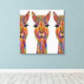 Schattige en Kleurrijk Llama Canvas - 20 "x 20" (Insitu (Houten vloer))