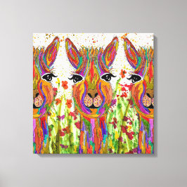 Schattige en Kleurrijk Llama Canvas - 20 "x 20" Afdruk